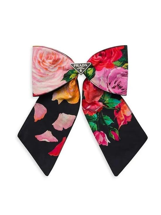 Prada Accessories - PRADA Floral Bow Fabric Hair Clip NIB